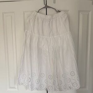 Abercrombie & Fitch White Eyelet Tiered Midi Skirt